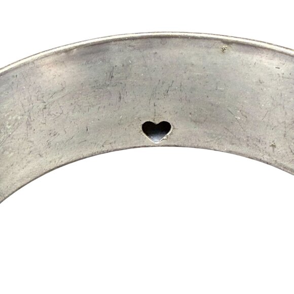 American Eagle Outfitters Embossed Floral Wide Bangle Bracelet Silver Tone - Picture 2 of 4